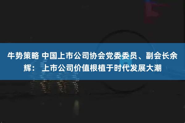 牛势策略 中国上市公司协会党委委员、副会长余辉： 上市公司价值根植于时代发展大潮